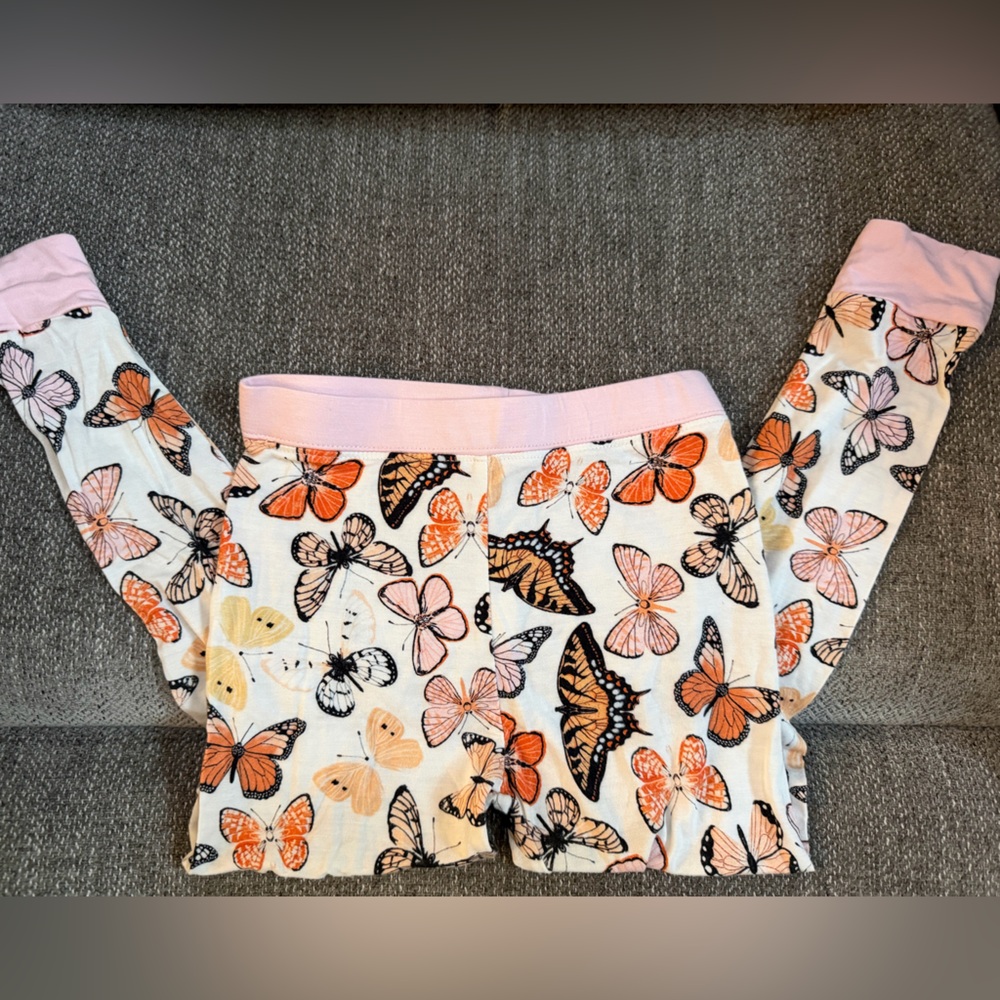 Butterfly Print Kids Pajama Bottoms Size 3-4y 95% Bamboo Fiber 5% Spandex VGUC